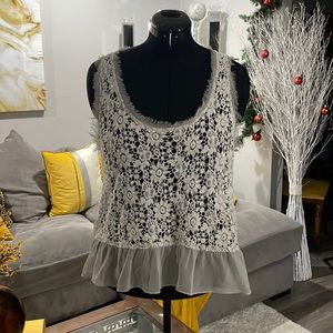 American Rag lace and sheer too with iridescent sequence. Xl